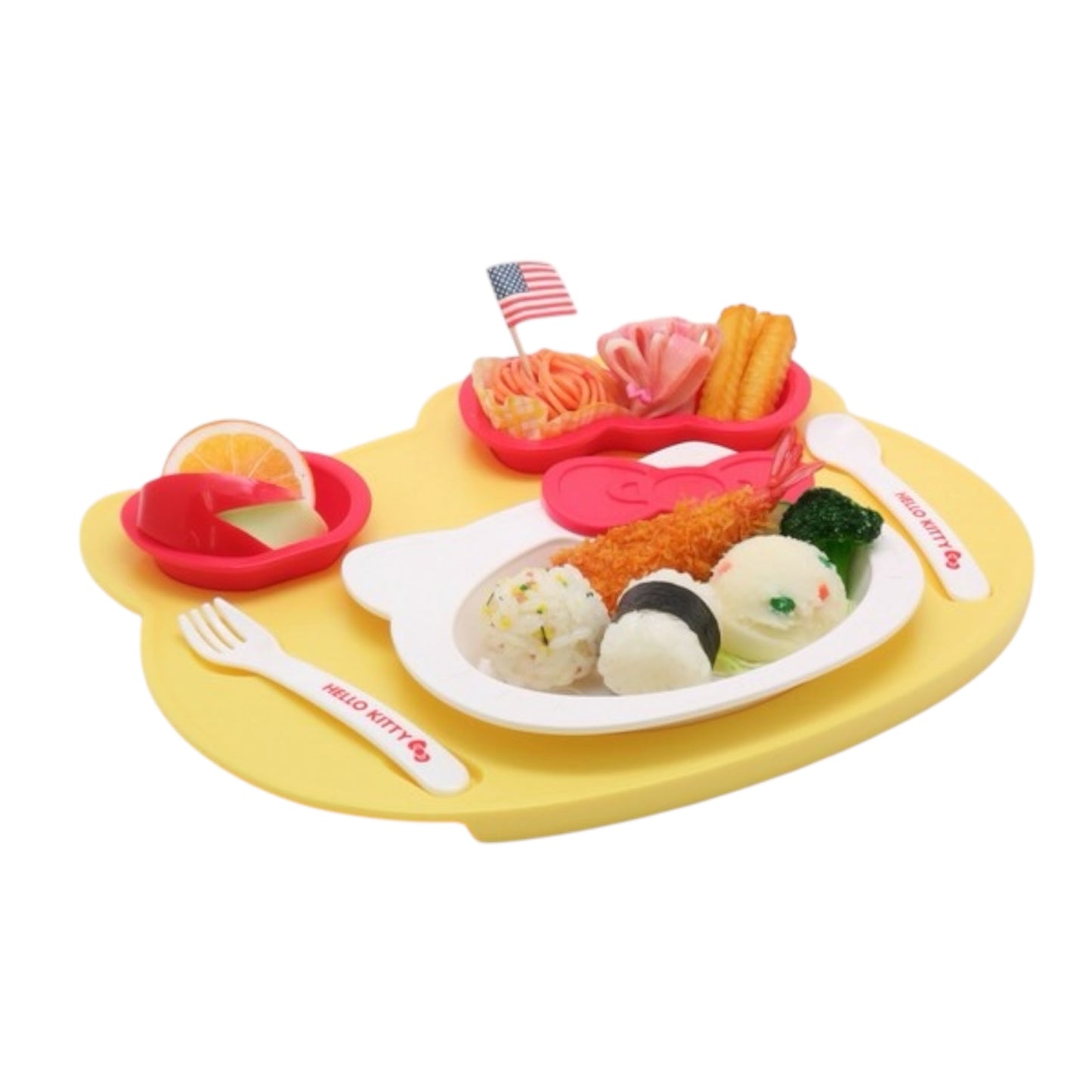 Hello Kitty shape utensil with food